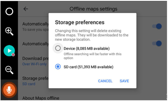 Offline Maps Storage Preference in Google Maps
