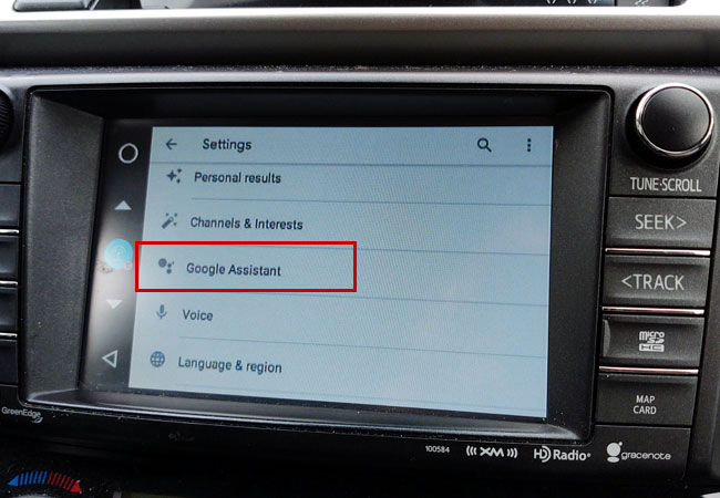 Select Google Assistant to set up voice assistant in your car with VLine system
