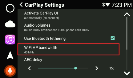 CarPlay AP Bandwidth