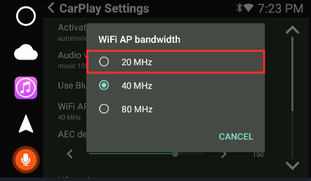 CarPlay Bandwidth Settings on VLine