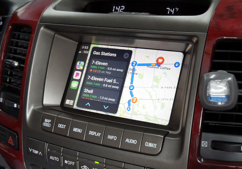 Maps using wireless CarPlay with VLine VL2 system on Lexus 2005-2008 stereo